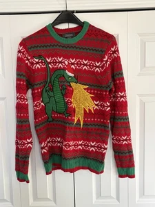 Festlicher Weihnachtspullover mit grünem Drachen Design Gr. Large - Bild 1 von 5