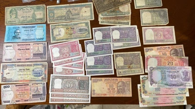 Lote surtido de billetes antiguos de India y Bangladesh de alto valor Foto 1 de 4