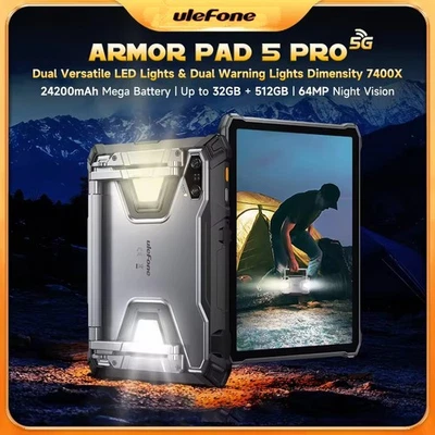 Ulefone Armor Pad 5 Pro 5G Rugged Tablet 11'' 24200mAh 32GB+512GB 64MP 120W NFC - Image 1 of 4