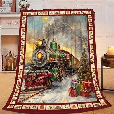 Manta de tren de Navidad regalos para hombres mujeres, manta de tren cosas polar... Foto 1 de 4