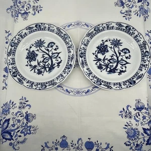 2 Stk Zwiebelmuster Essteller Tiefteller Dm.23cm Tiefe 3,5cm reparierten Schäden - Bild 1 von 10