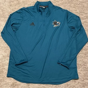 San Jose Sharks Adidas 1/4 Cremallera Pullover Camisa Manga Larga Verde azulado Para Hombres Talla XL NHL - Imagen 1 de 10