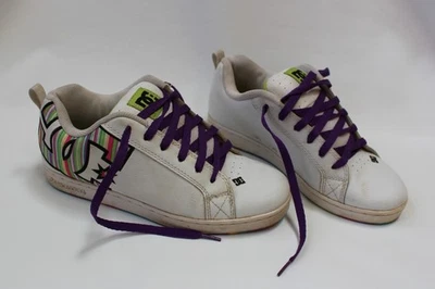 Womens DC Court Graffik SE Skateboard Sneakers | 7.5 | White Lime Rainbow Padded - Image 1 of 4