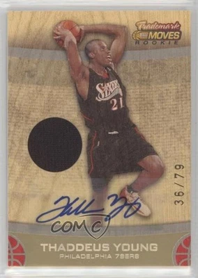 2007 Topps Trademark Moves Wood Relics Ink /79 Thaddeus Young #69 Rookie Auto RC - Image 1 of 2