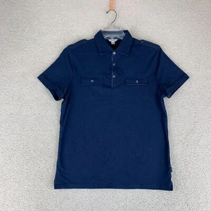 Camisa Polo Calvin Klein Para Hombre Mediana Manga Corta Azul Marino Bolsillos con Solapa Dobladillo Recto - Imagen 1 de 8