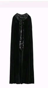 Zara long sequinned velvet cape kimono sequinned cape - Picture 1 of 4