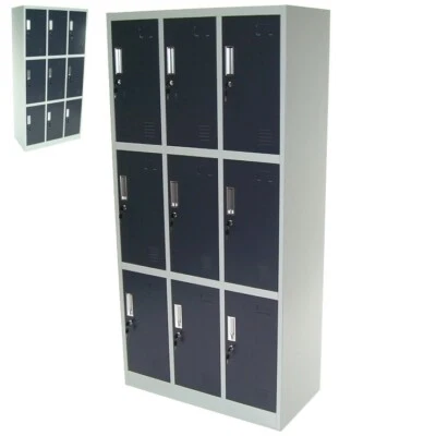 Spind 9-Fächer Neunerspind Garderobenschrank Umkleidespind Metall Schrank 57023 - Bild 1 von 4