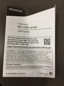 Original KENWOOD NX-1000 Series User Guide - Picture 1 of 1