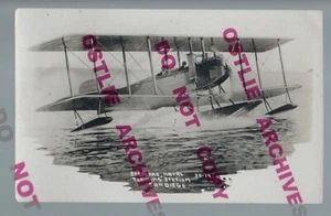 San Diego CALIFORNIA RPPC c1918 AIRPLANE Water Landing U.S. NAVY Seaplane CA - Picture 1 of 2