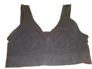 Genie Bralette Black Women's Nylon Spandex Pullover Comfort Bra Size Lg No Pads - Picture 1 of 3