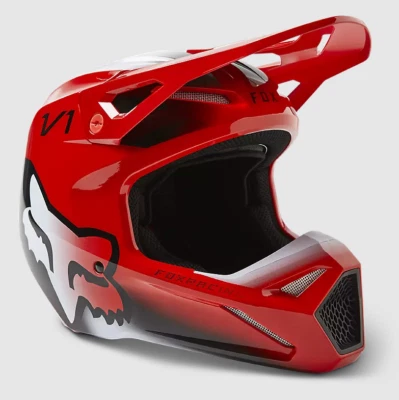Fox Racing Youth V1 Toxsyk Helmet Fluorescent Red 29731-110-YS - Image 1 of 4