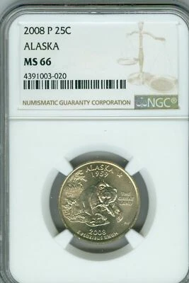 2008 P ALASKA QUARTER NGC MS66 2ND FINEST REGISTRY   * - Image 1 of 2