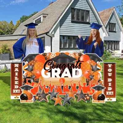 Letreros de patio de graduación Jumbo de gran tamaño congrats | Tarjeta de patio de fiesta de grado de 11 piezas Foto 1 de 4