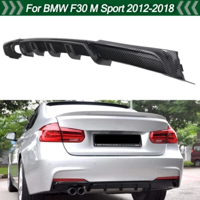Labio difusor trasero doble escape fibra de carbono para BMW F30 320i 328i 2012-2018 Foto 1 de 4