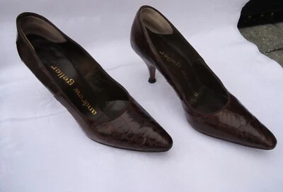 Zapatos de cocodrilo Andrew Geller de tacón alto vintage 4 1/2 B excelente estado Foto 1 de 3