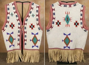 Chaleco antiguo estilo sioux americano totalmente con cuentas Powwow Regalia con cuentas PRV211 - Imagen 1 de 3