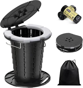 Retractable Portable Toilet with Cushion 300LBS Adjustable Height Folding Toilet - Picture 1 of 7