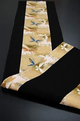 Kimono Corredor de Mesa Japonés Oro Brocado Tela Obi Reversible Cho Mariposa - Imagen 1 de 4