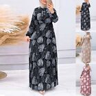 Women Muslim  Dubai Leaf Pleated Skirt Fashionable Waist Muslim Dress