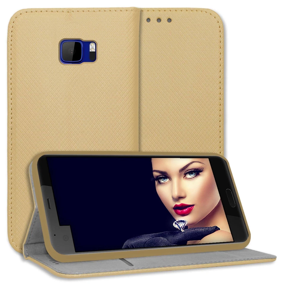 Custodia protettiva a libro per HTC U Ultra Cover Bookstyle Case oro - Immagine 1 di 4
