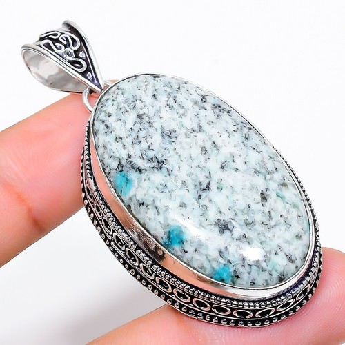 VETEMENTS Ciondolo gioiello in argento sterling 925 fatto a mano pietra azzurra blu K2 1 97"