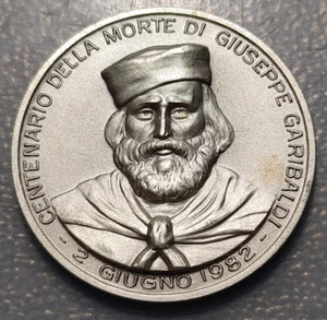 ITALIA CENTENARIO MUERTE GIUSEPPE GARIBALDI MEDALLA 1982 PLATA - Picture 1 of 2