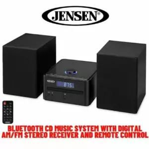 Bookshelf Home Stereo System Bluetooth Cd Player AM FM Radio Stereo Music Black - Picture 1 of 22