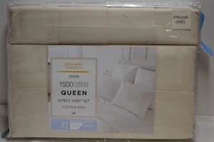 KENSINGTON GARDENS DOVER 6 PIECE QUEEN SHEET SET COLOR IVORY 1500TC NEW  - Picture 1 of 4