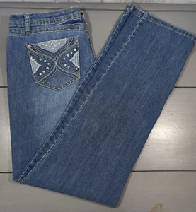Earl Jean Women's Stretch Skinny Jeans S 10 Embroidered Jeweled Pockets 31x30.5 - Picture 1 of 11