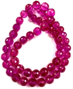 Pink Sapphire Faceted Round Balls Gemstone Beads For Jewelry, Size 8-9mm 16 Inch - Picture 1 of 4