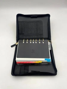 De Colección Franklin Quest Cuero Negro Cremallera Folio Organizador Planificador Carpeta de Anillos #CL4044 - Imagen 1 de 22