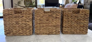 Cubos de almacenamiento de mimbre 10,5 x 10,5 juego/3 cestas para jacinto de agua IKEA KALLAX - Imagen 1 de 5