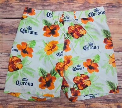 Corona Mens Swim Trunks XXL - Tropical Hibiscus Print - Mesh Lining - Image 1 of 4