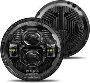 2023 New 1000% Bright Anti-glare 7 Inch Led Headlights Round All Black - Foto 1 di 8