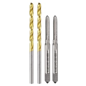 2pcs 5-40 UNC Straight Flute Tap Uncoated & 2pcs 2.6mm Drill Bit Ti-Coated Set - Picture 1 of 8