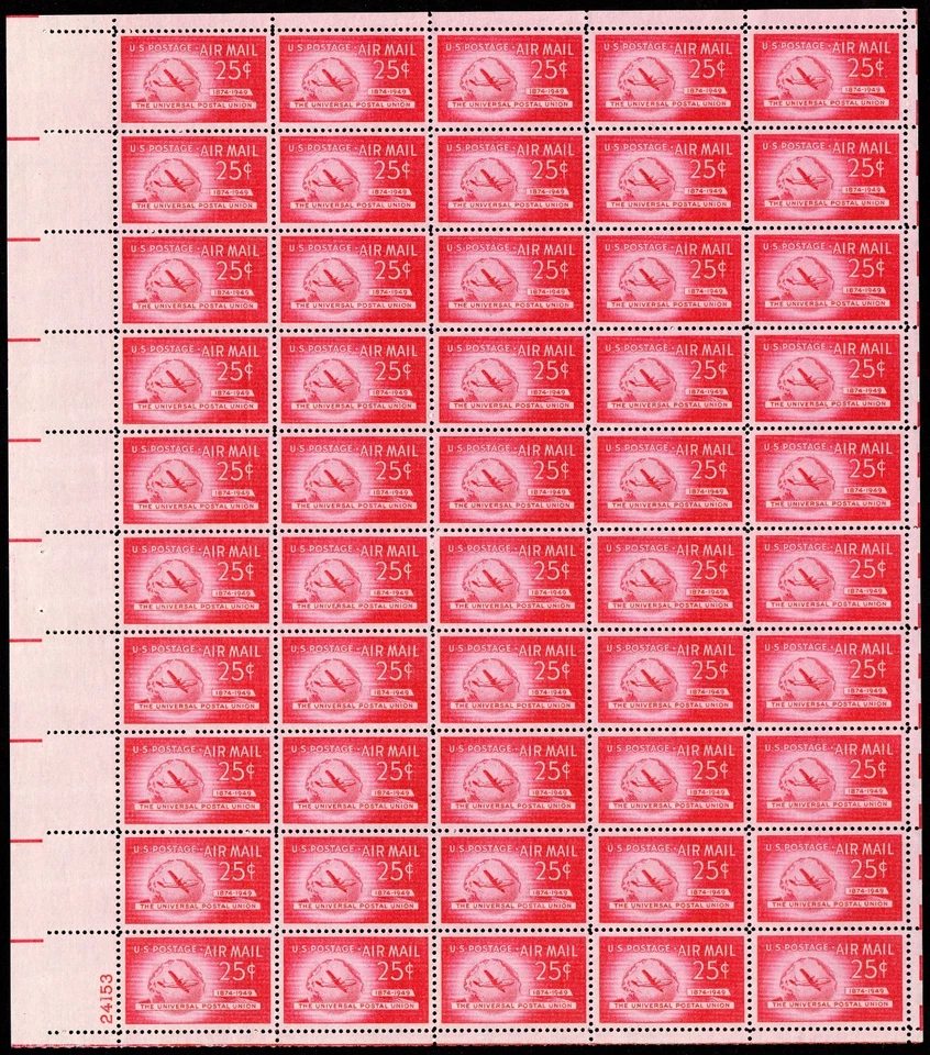 Scott #c44 Boeing Stratocruiser Airmail Sheet of 50 Stamps - MNH P#24153 LL #2 - Image 1 of 1