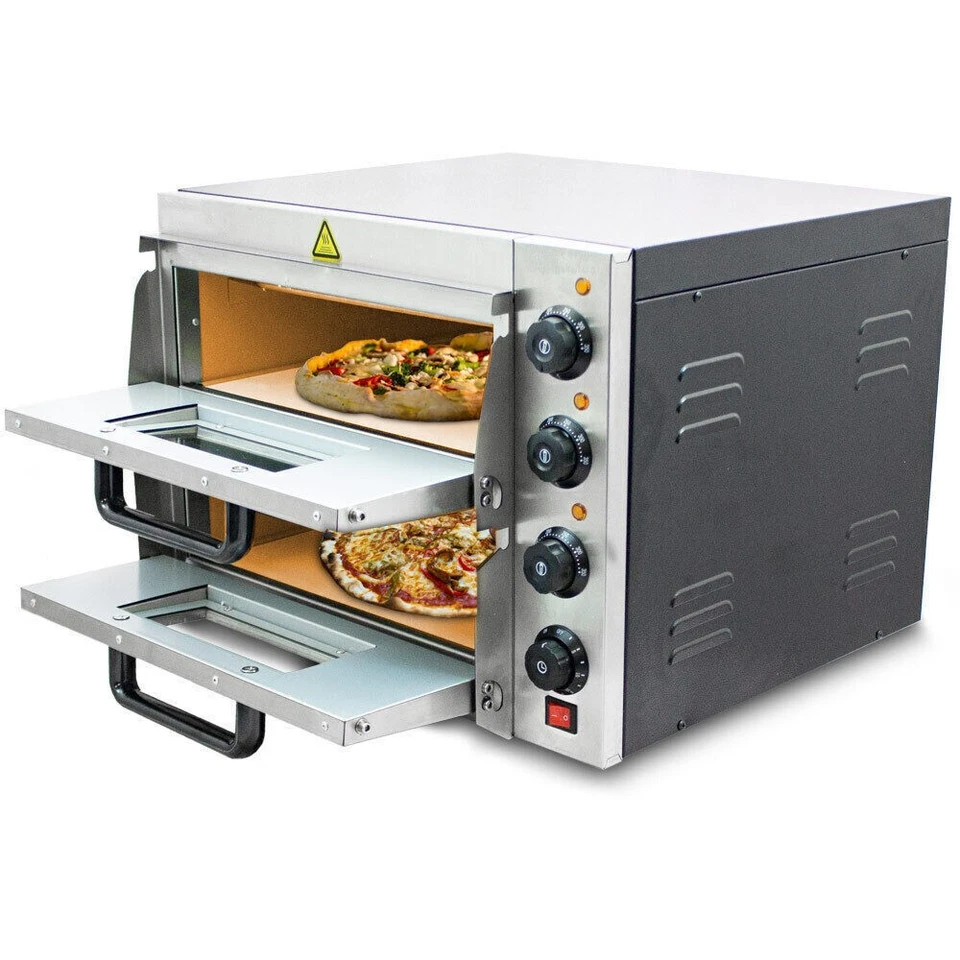 BITUXX MS-18168 3000W Elektrischer Pizza Doppelofen - Silber