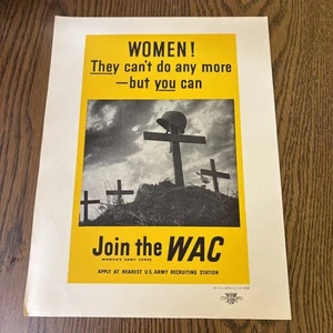 Póster Join the WAC Women’s Army Corps reclutamiento Primera Guerra Mundial vintage original mujeres - Imagen 1 de 3