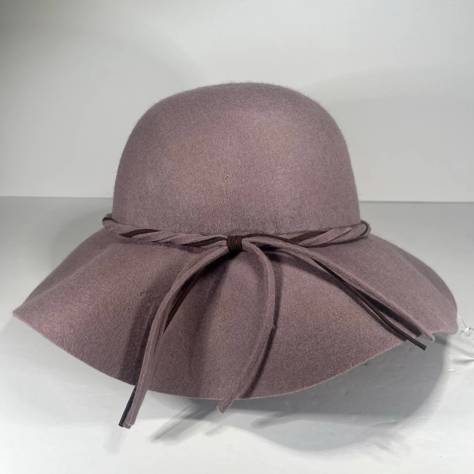 NUEVO Con Etiquetas APT.9 Malva Púrpura/Lavanda Sombrero Ala Floja con Lazo 100% Lana  Foto 1 de 4