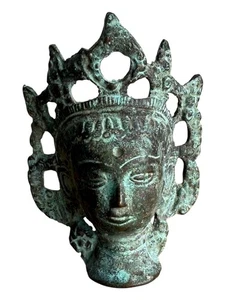 Vintage Buddhist Tibet Nepal Bronze Goddess Tara Statue Head Lost Wax Cast - Picture 1 of 8