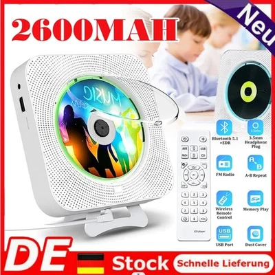 Tragbarer CD Player Bluetooth LCD Desktop CD Player HiFi Lautsprecher FM Radio - Bild 1 von 4