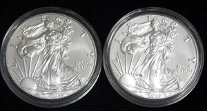 LOT OF (2) 2019 AMERICAN SILVER EAGLES IN CAPSULES - Picture 1 of 2