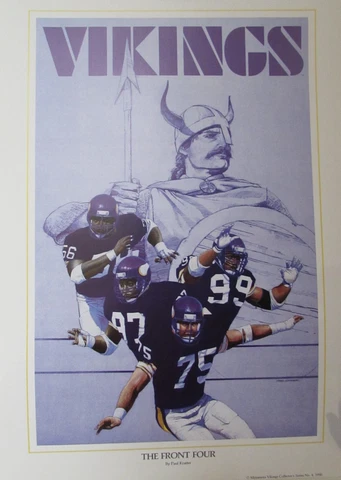 Minnesota Vikings "The Front Four" Poster (1990) - Paul Kratter - 20" x 27" Cover
