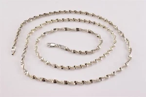 Sterling Silver Twisted Herringbone Necklace Lobster Italy 30" x 4mm 17g - Picture 1 of 6