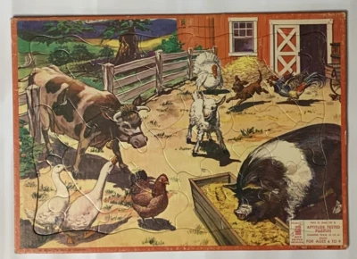 Puzzle Milton Bradley Farming 1957 Life On The Farm Marco Bandeja 10" x 14 De colección Foto 1 de 4