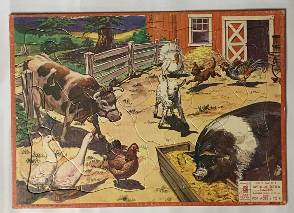 Puzzle Milton Bradley Farming 1957 Life On The Farm Marco Bandeja 10" x 14 De colección Foto 1 de 4