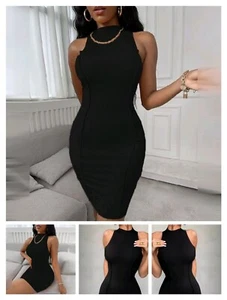 Women's Sleeveless Sexy Bodycon Mini Dress Slim Fit Clubwear Party Club Dress - Picture 1 of 20