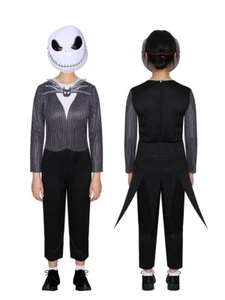 The Nightmare Before Christmas Jack Skellington Kids Mask Costume Halloween Suit - Picture 1 of 10