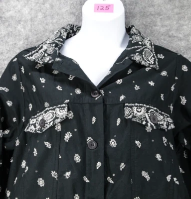 Quacker Factory Jacket Women 1X Black White Paisley Beaded Chic Boxy Shacket - Image 1 of 4