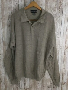 Croft & Barrow Sweater Mens XXL 2 Button Pullover Collared Sweater Beige Cotton - Picture 1 of 7